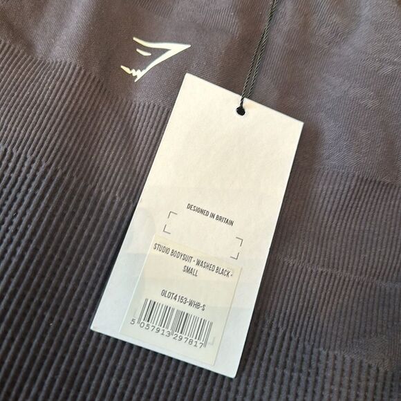 Gym Shark Studio Bodysuit Washed Black Small NEW - Picture 3 of 5